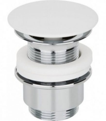 Vanne laiton chromée DN32 (11/4&Prime;) avec plaque fixe laquée blanche 30-45mm