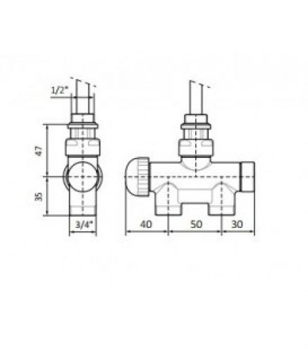 Vanne thermostatique droite avec tube d&rsquo;immersion