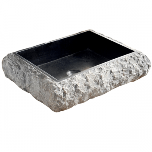 Vasque en pierre KANDY carrée 45 x 45 cm, noir
