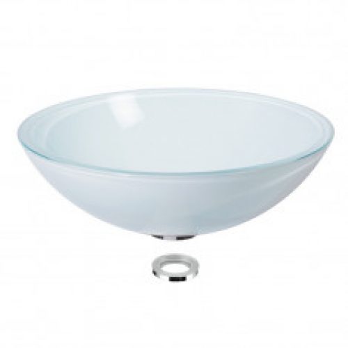 Vasque en verre blanc satiné à poser H14cm – Ø43cm – Ondyna VV14483