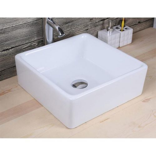 Vasque à poser carrée en céramique CAGLIARY blanc 37,5 cm