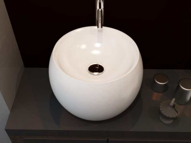 Vasque à poser, NT-292 WILSON – en fonte minérale (pure acrylique) – 40 x 32cm