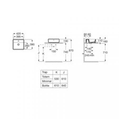 Vasque à poser sur plan ALTER 42 cm – ROCA