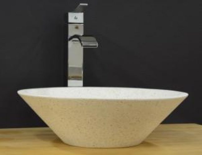 Vasque Terrazzo cone Blanche Diam 40 cm hauteur 12 cm