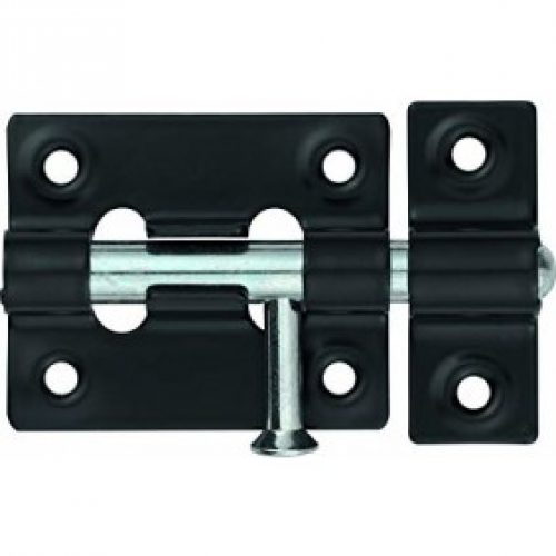 Verrou de box – 45 mm – pêne rond coulissant – noir – SRR45