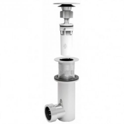 Vidage de lavabo en ABS chromé – ouverture par pression – Siphonette