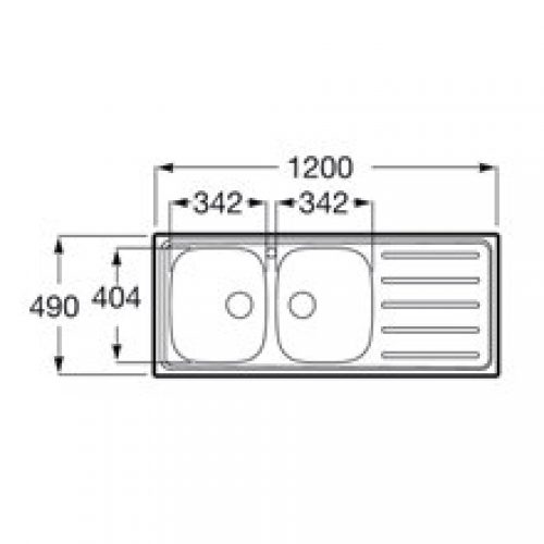 Évier 120 cm égouttoir à droite J Roca