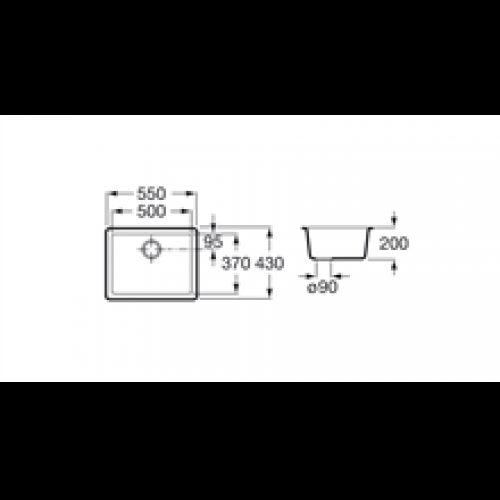 Évier 55 cm Prague Roca