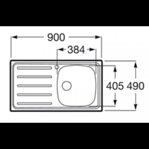 Évier 90×49 cm égouttoir à gauche J Roca