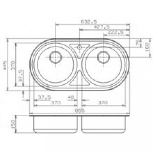 Évier Andalousie ovale avec 2 bacs Galindo