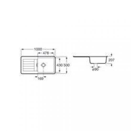 Évier beige un bac avec égouttoir 100 Oslo…