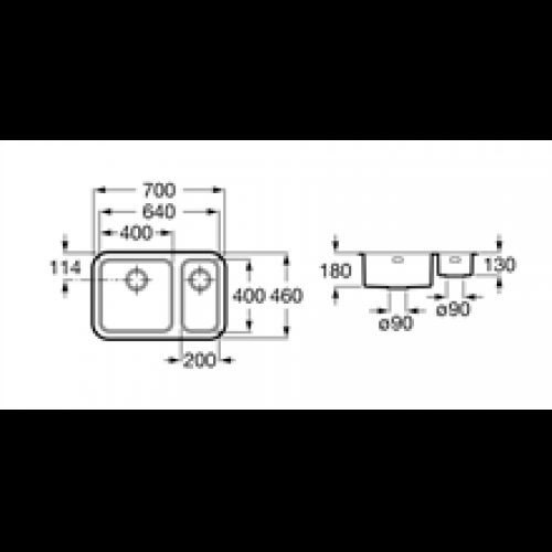 Évier Berlin petit bac à droite Roca