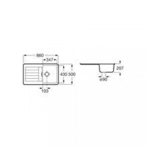 Évier blanc un bac avec égouttoir Oslo QUARZEX®…