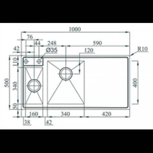 Évier Box Line 100 flat TEGLER