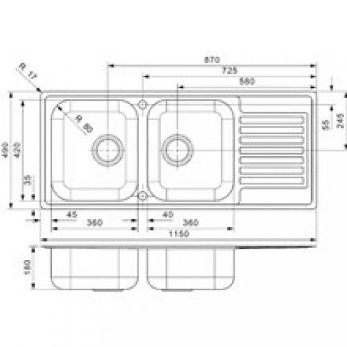 Évier Centurio L30 rectangulaire Galindo