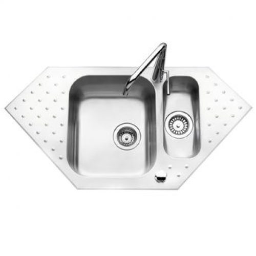 Évier d´angle inox lisse Ewi GENTIANE 1 bac1/2 – 1 égouttoir