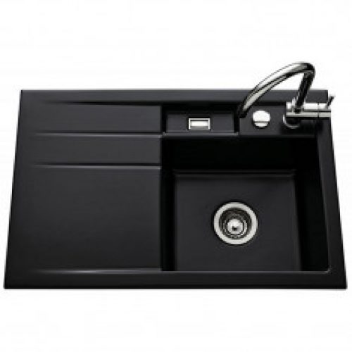 Évier de cuisine Céramique BELA égouttoir à gauche – L 780 x l 510 x P 200 mm – Nigra