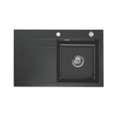 Évier de cuisine Céramique STEMA égouttoir à gauche – L 800 x l 510 x P 200 mm – Nigra