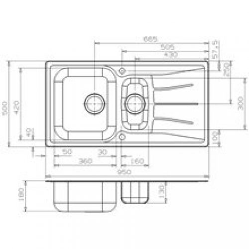 Évier Diplomat 1.5 LUX deux bacs et égouttoir…