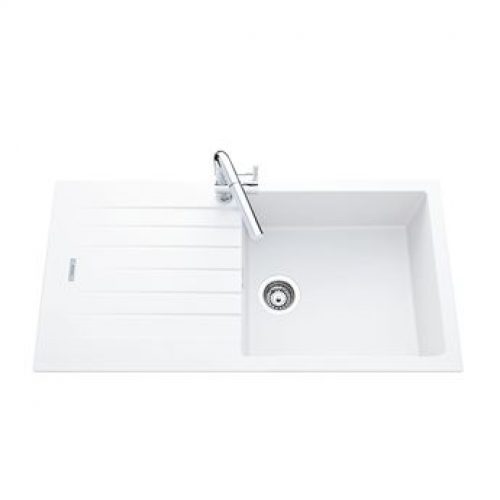 Évier granit blanc ALBEY 1 grand bac – 1 égouttoir