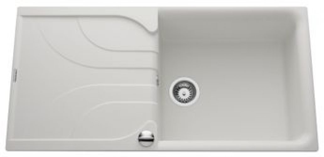 Évier granit blanc Elleci AVARA 1 grand bac 1 égouttoir