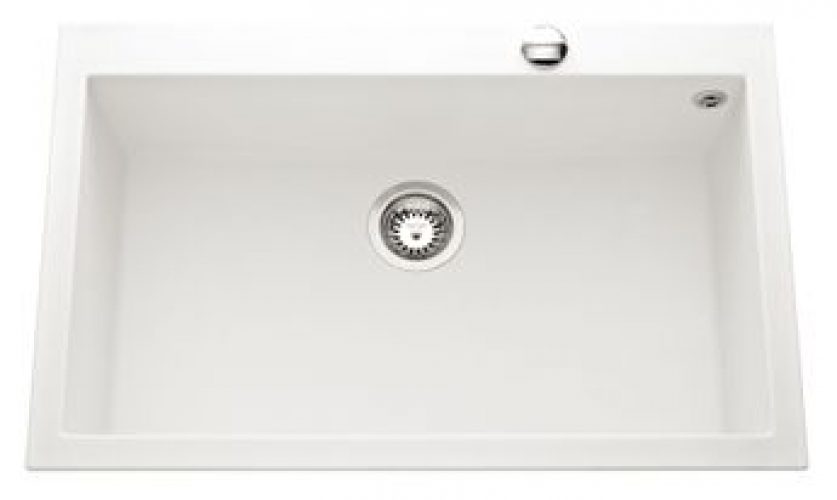 Évier granit blanc Luisina QUADRILLE 1 bac  794×504