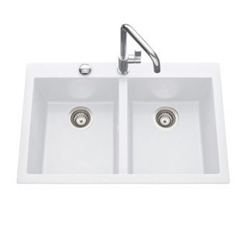 Évier granit blanc Luisina QUADRILLE 2 bacs