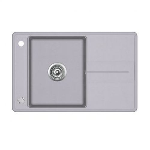 Évier granit gris alu Aquasanita BELLIS 1 bac 1 égouttoir