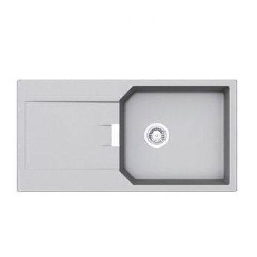 Évier granit gris clair  Schock MANHATTAN 1 grand bac 1 égouttoir