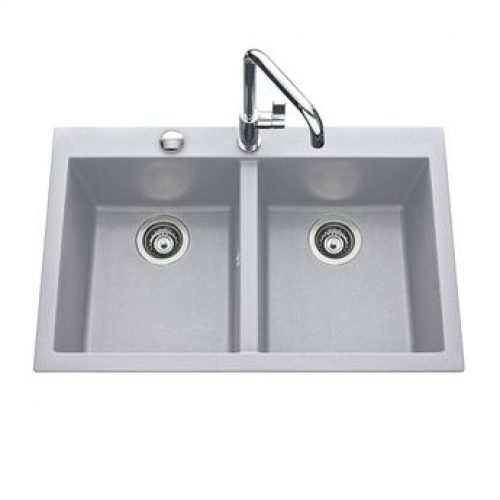 Évier granit gris métal Luisina QUADRILLE 2 bacs