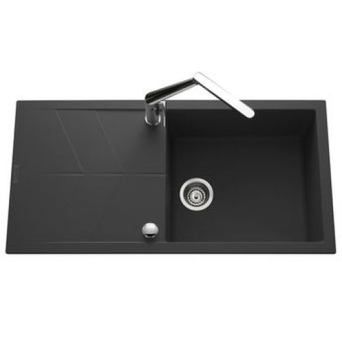 Évier granit noir Ewi NOVA 1 grand bac 1 égouttoir