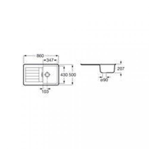Évier gris un bac avec égouttoir Oslo QUARZEX®…
