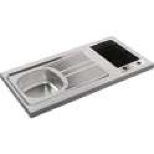 Évier inox à poser – 1 bac et 1 égouttoir avec domino vitrocéramique – Moderna