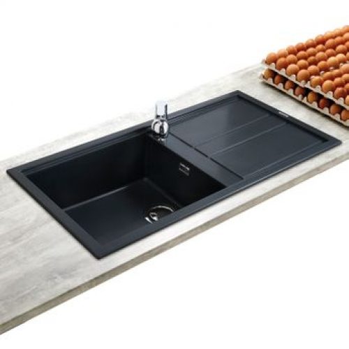 Évier keratek noir Elleci BEST 1 grand bac 1 égouttoir