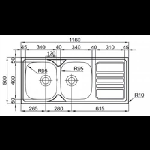 Évier Okio Line 116 Flat TEGLER