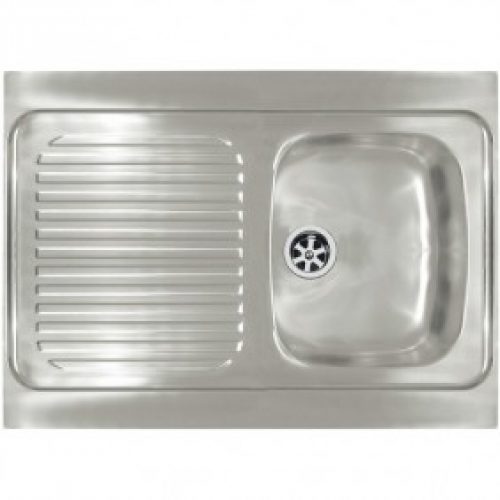 Évier à poser – inox 100 x 60 cm – 1 cuve et 1 égouttoir