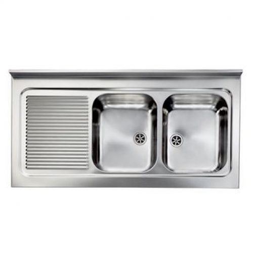 Évier professionnel  à poser inox ROSSA 2 bacs 1 égouttoir à gauche