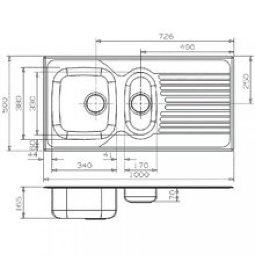 Évier REX 1.5 double bac et égouttoir Galindo