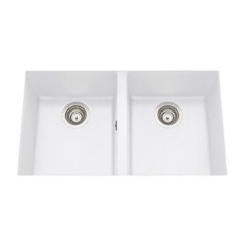 Évier sous plan granit blanc Luisina QUADRILLE 2 bacs