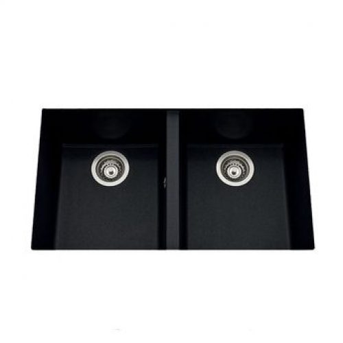 Évier sous plan granit noir moucheté Luisina QUADRILLE 2 bacs