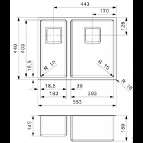 Évier Texas deux bacs 30×40/18×40 Inox Galindo