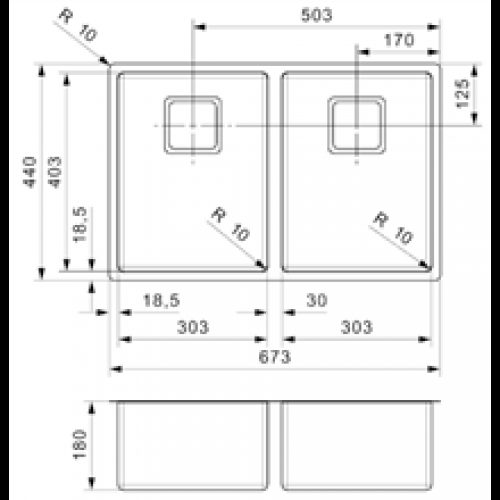 Évier Texas deux bacs 30×40/30×40 Inox Galindo