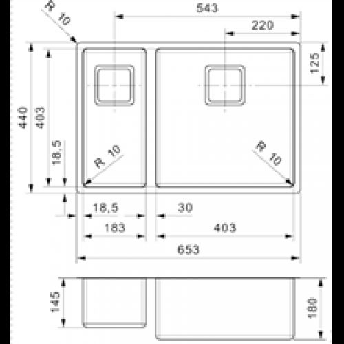 Évier Texas deux bacs 40×40/18×40 Inox Galindo
