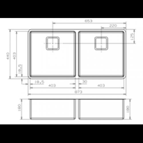 Évier Texas deux bacs 40×40/40×40 Inox Galindo
