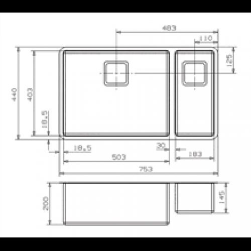Évier Texas deux bacs 50×40/18×40 Inox Galindo