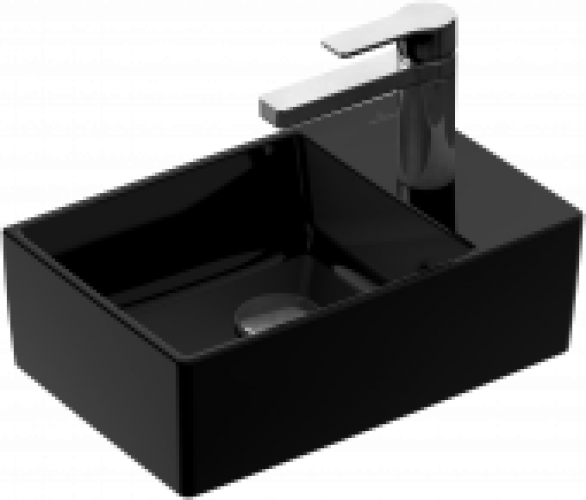 Villeroy & Boch Memento 2.0 – Handwaschbecken für 1-Loch Armatur glossy black CeramicPlus