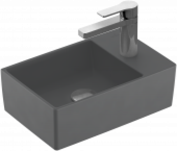 Villeroy & Boch Memento 2.0 – Handwaschbecken für 1-Loch Armatur ohne Überlauf graphite CeramicPlus