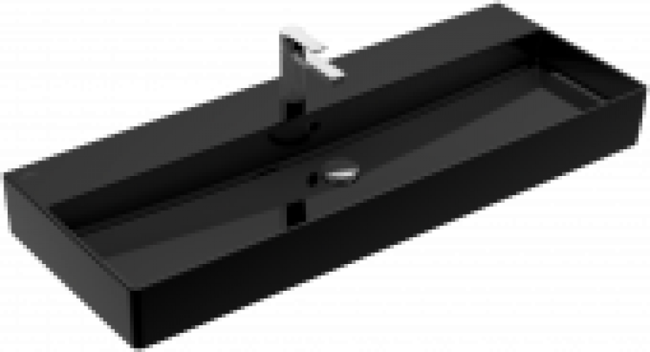 Villeroy & Boch Memento 2.0 – Waschtisch 3-Loch Armatur mit Überlauf glossy black CeramicPlus