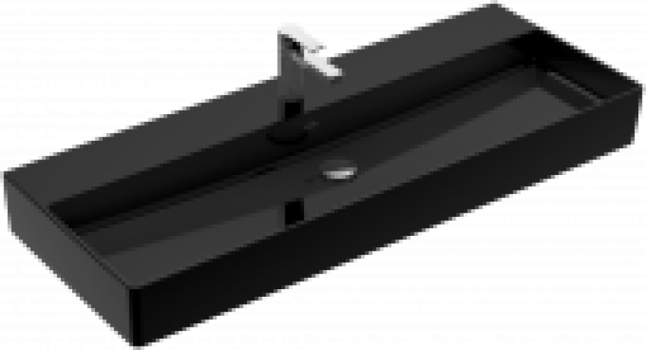 Villeroy & Boch Memento 2.0 – Waschtisch 3-Loch Armatur ohne Überlauf glossy black CeramicPlus