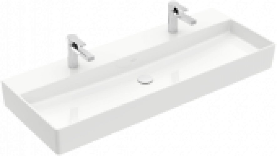 Villeroy & Boch Memento 2.0 – Waschtisch für zwei 1-Loch Armaturen geeignet ohne Überlauf weiß